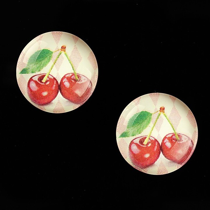 Cabochon sticla 18mm "Sweet as a Cherry" cod 693