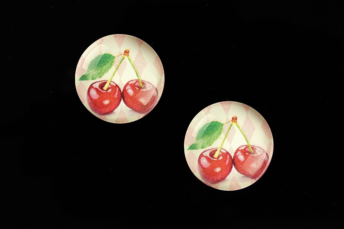 Cabochon sticla 18mm "Sweet as a Cherry" cod 693