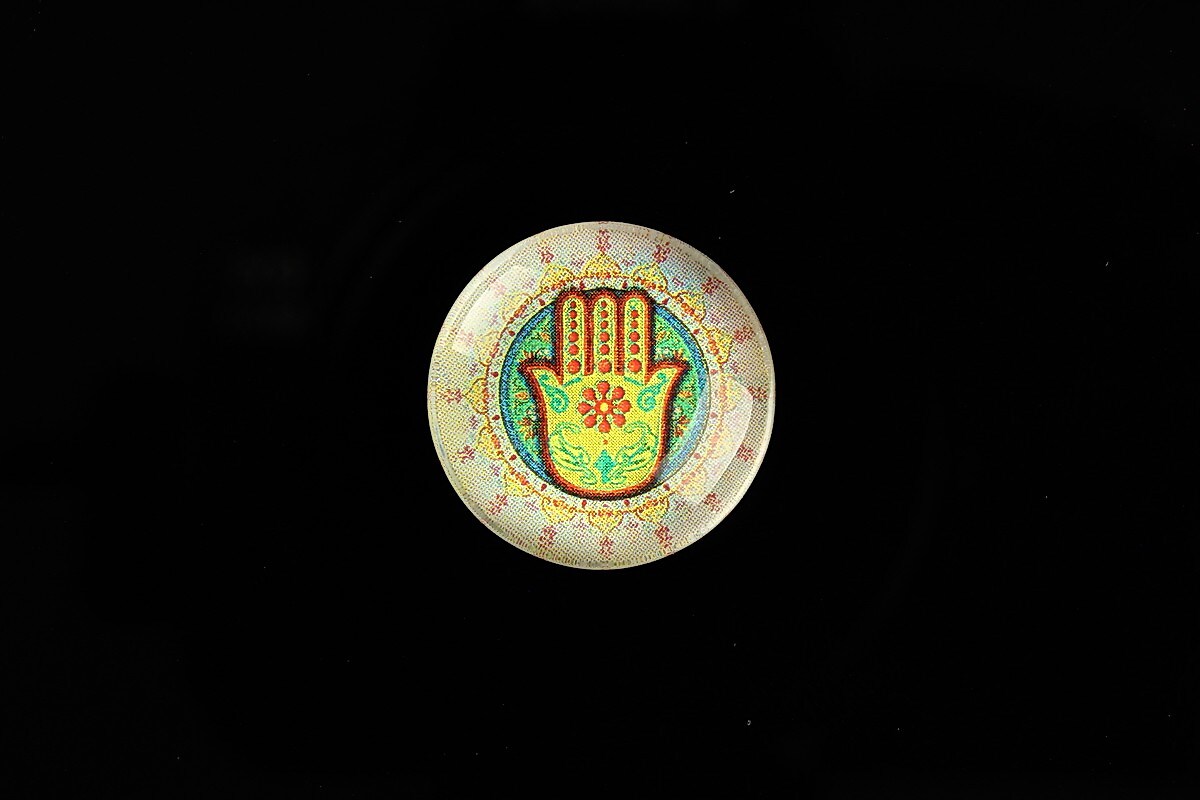 Cabochon sticla 20mm "Colorful Hamsa" cod 708