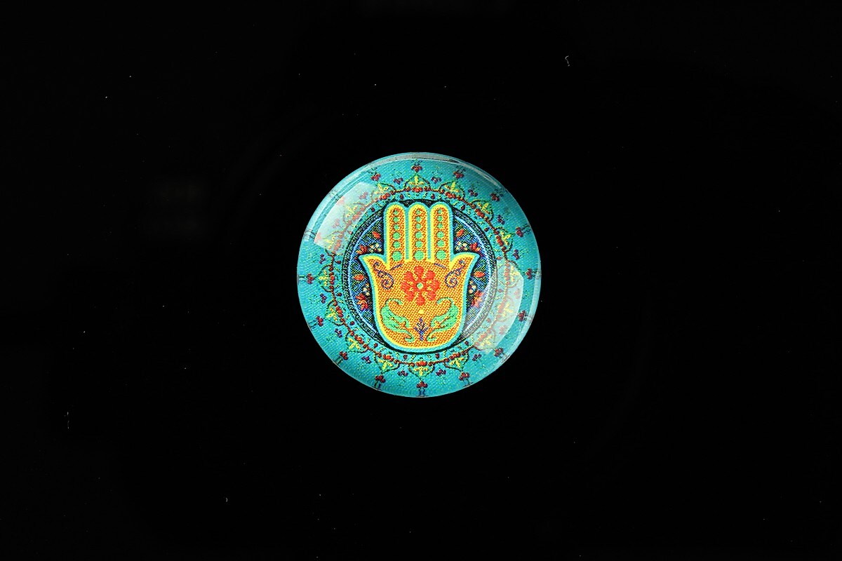 Cabochon sticla 20mm "Colorful Hamsa" cod 709