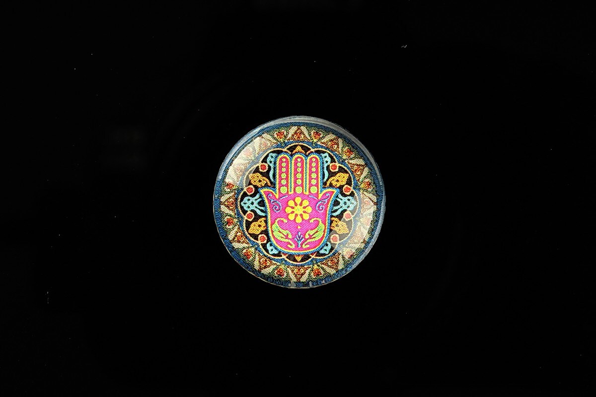 Cabochon sticla 20mm "Colorful Hamsa" cod 711