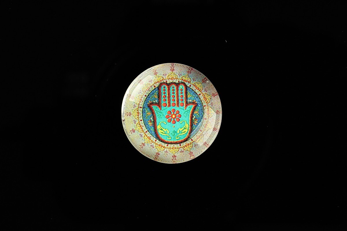 Cabochon sticla 20mm "Colorful Hamsa" cod 712