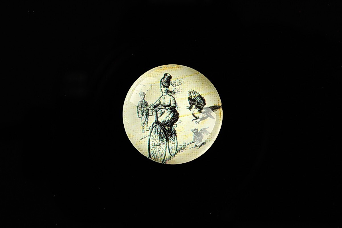 Cabochon sticla 20mm "Vintage Bicycle" cod 722