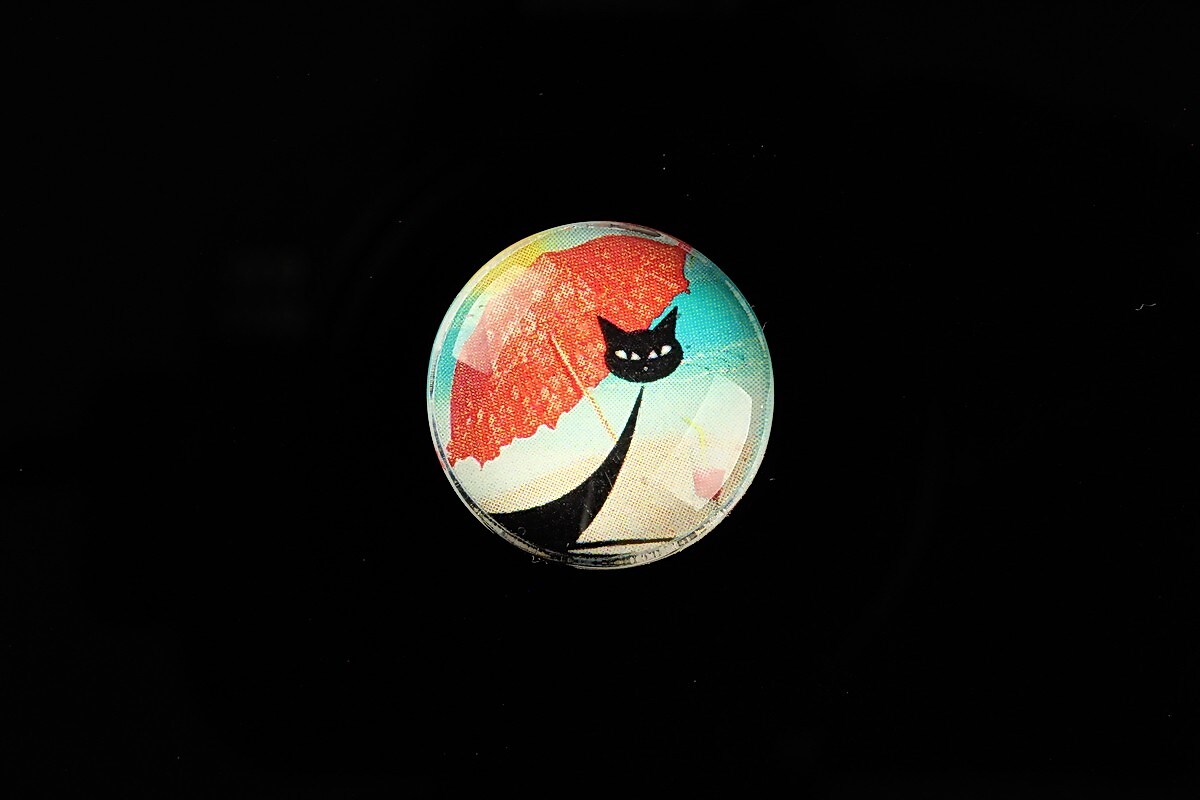 Cabochon sticla 20mm "Vacation Cat" cod 735