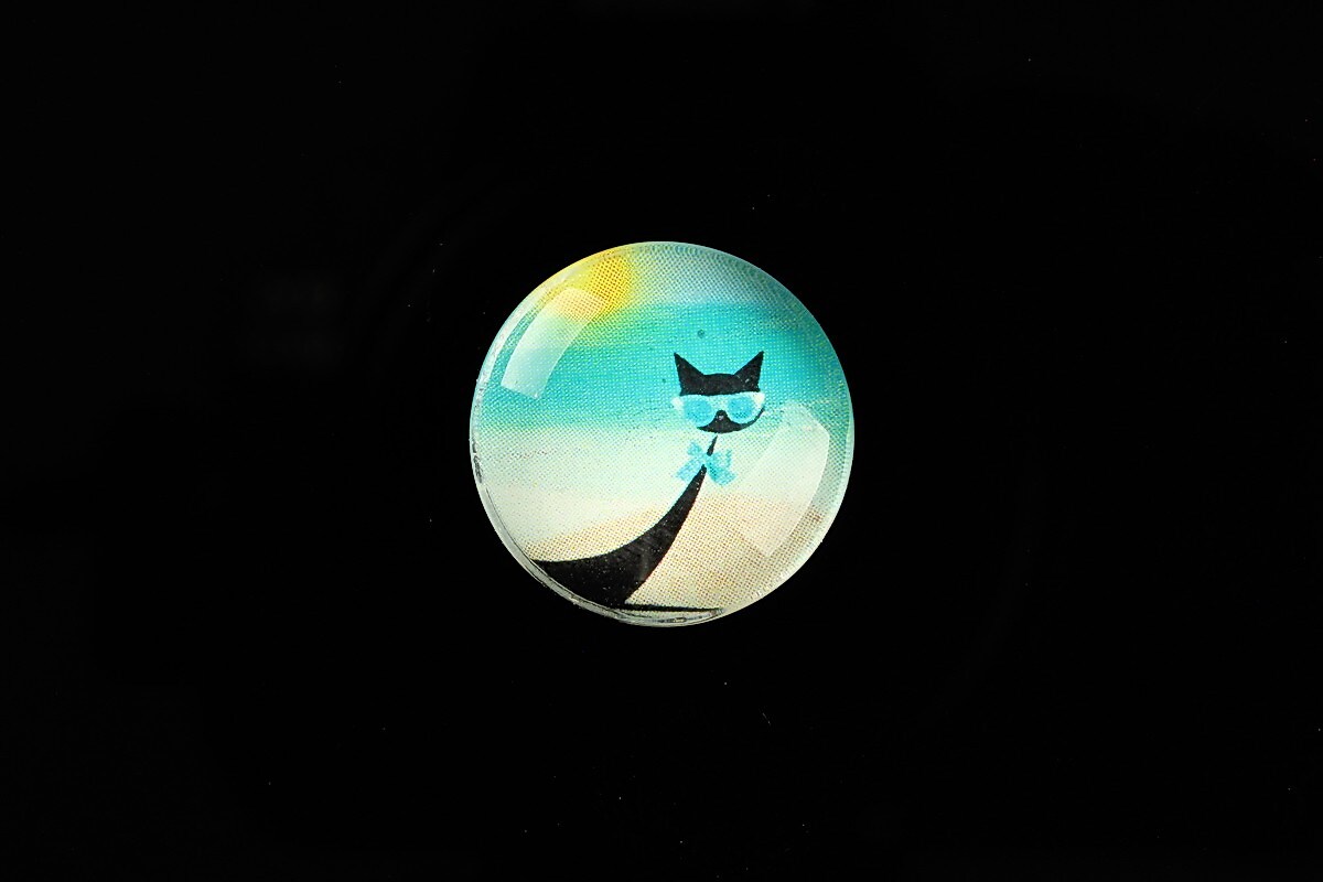 Cabochon sticla 20mm "Vacation Cat" cod 736