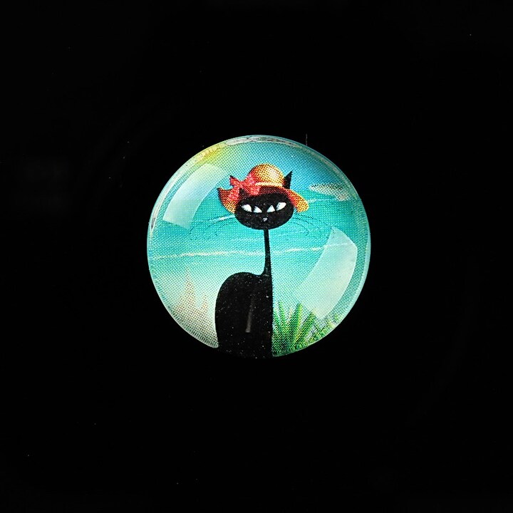 Cabochon sticla 20mm "Vacation Cat" cod 737