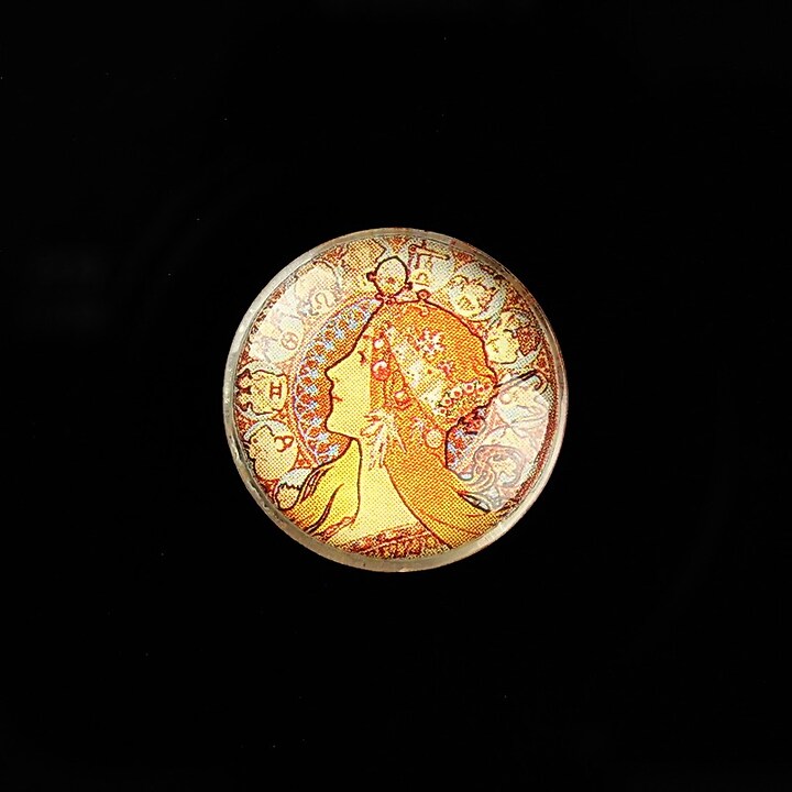 Cabochon sticla 20mm "Mucha" cod 738