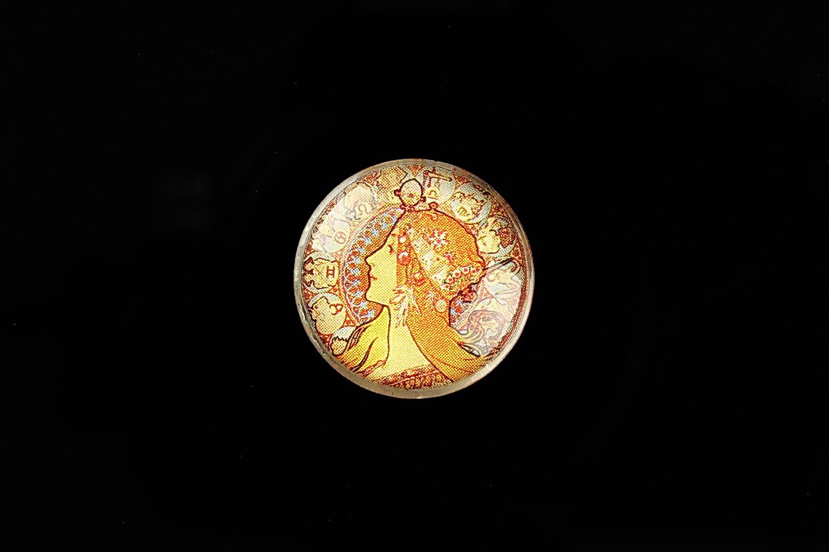 Cabochon sticla 20mm "Mucha" cod 738