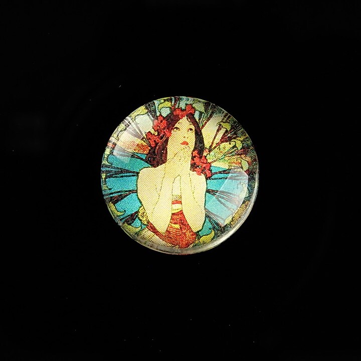 Cabochon sticla 20mm "Mucha" cod 740