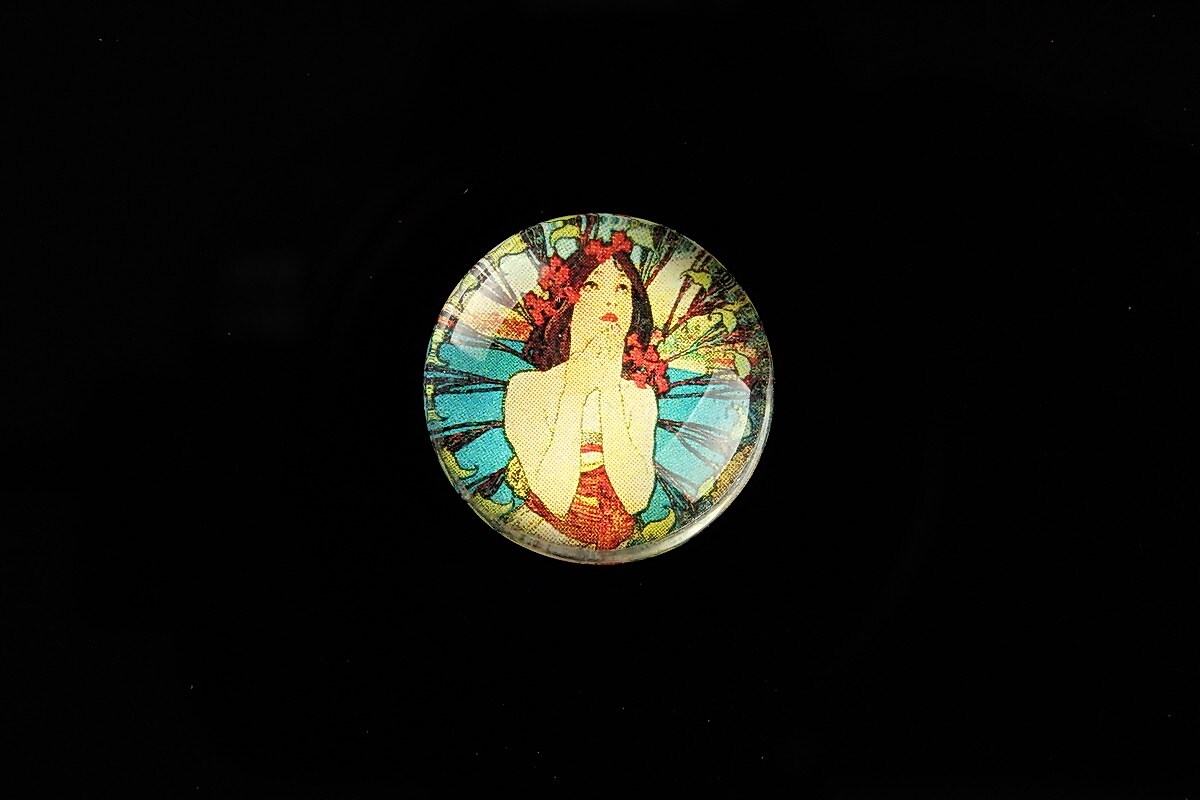 Cabochon sticla 20mm "Mucha" cod 740