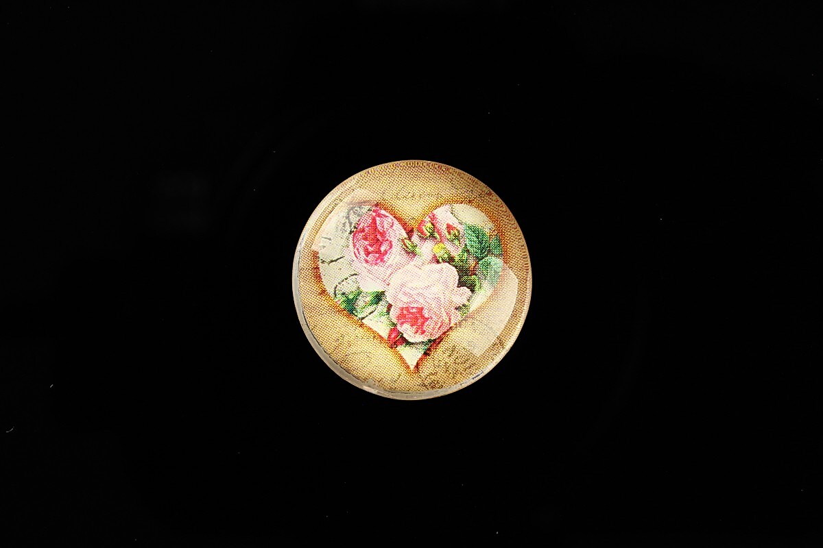 Cabochon sticla 20mm "Rose Heart" cod 759