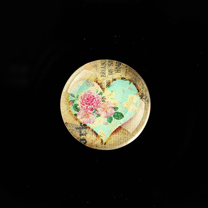 Cabochon sticla 20mm "Rose Heart" cod 760