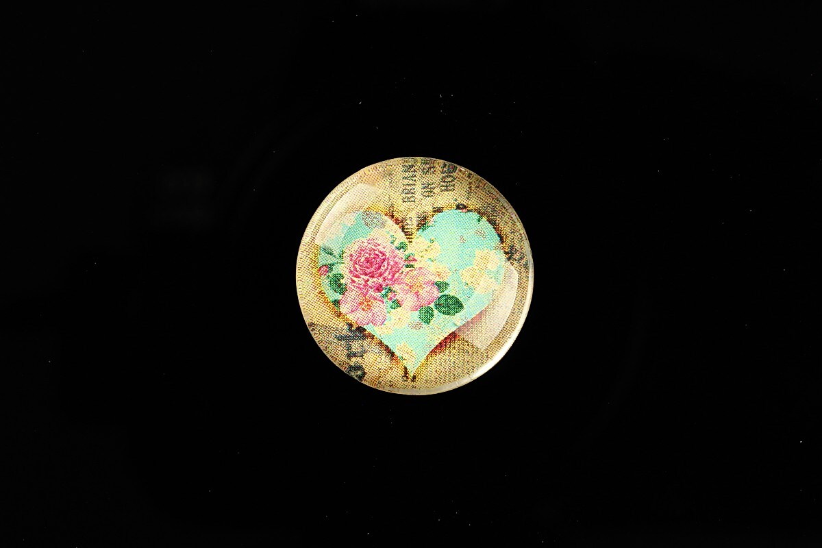 Cabochon sticla 20mm "Rose Heart" cod 760