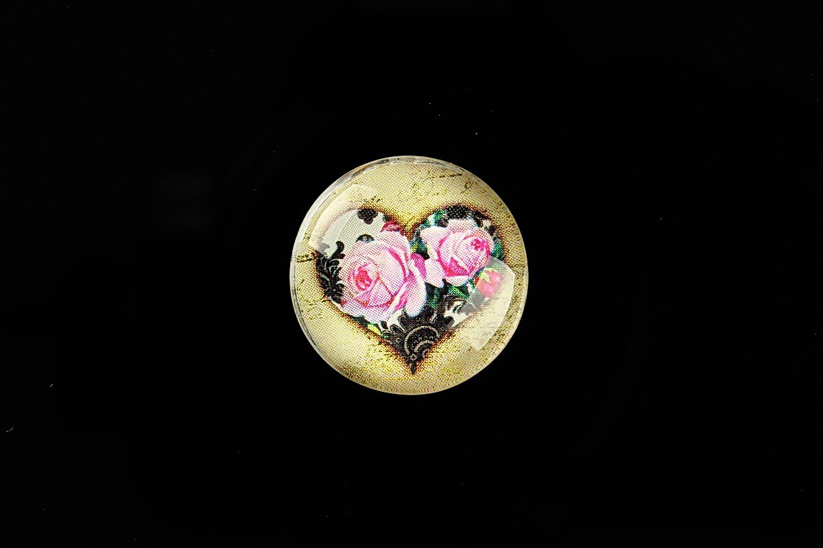 Cabochon sticla 20mm "Rose Heart" cod 761