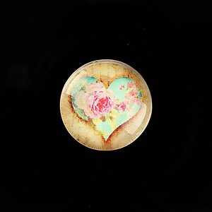 Cabochon sticla 20mm "Rose Heart" cod 762