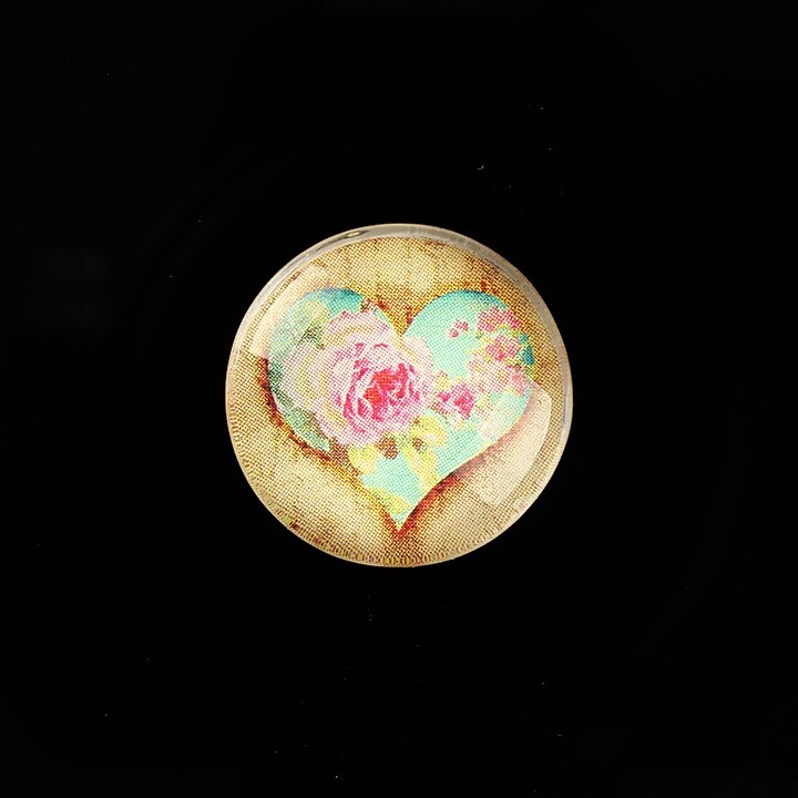 Cabochon sticla 20mm "Rose Heart" cod 762