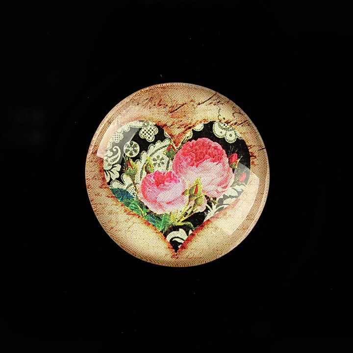 Cabochon sticla 25mm "Rose Heart" cod 778