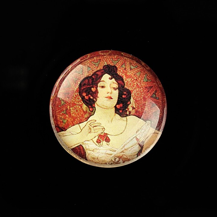 Cabochon sticla 25mm "Mucha" cod 785