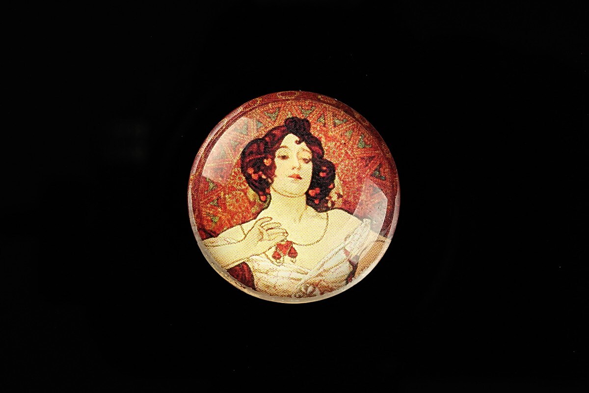 Cabochon sticla 25mm "Mucha" cod 785