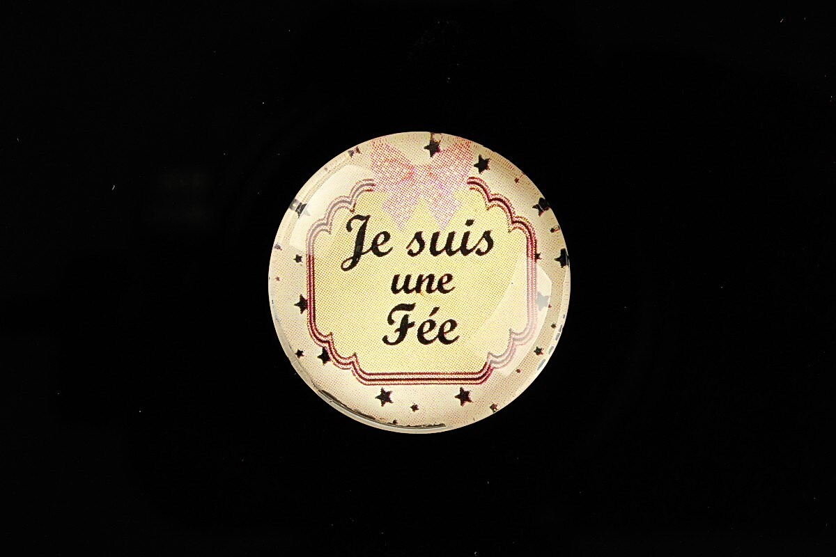 Cabochon sticla 25mm "Je suis" cod 794