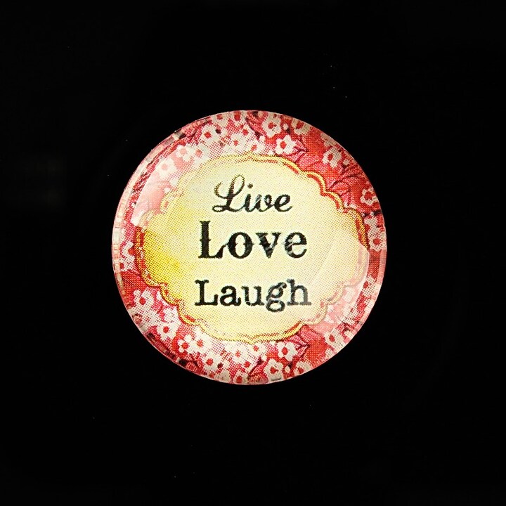 Cabochon sticla 25mm "Live, LOVE, Laugh" cod 800