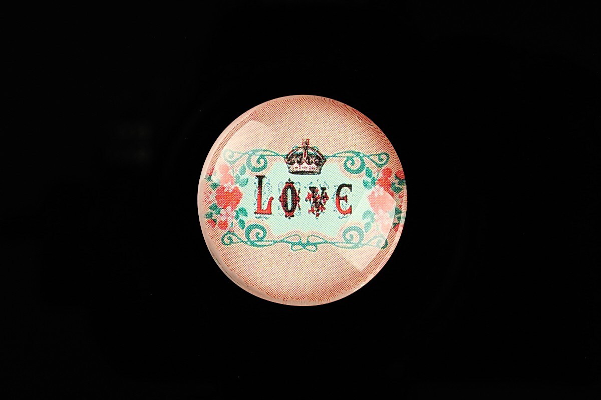 Cabochon sticla 25mm "LOVE" cod 801