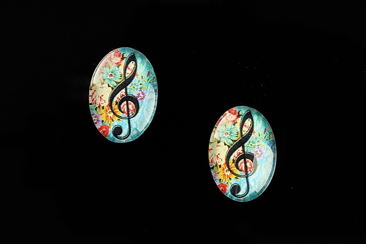 Cabochon sticla 18x13mm "Music" cod 821