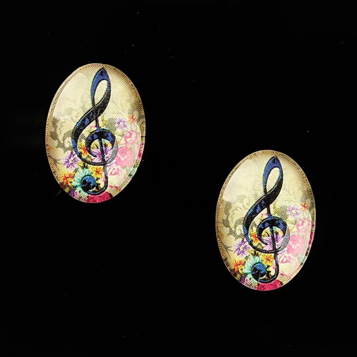 Cabochon sticla 18x13mm "Music" cod 822