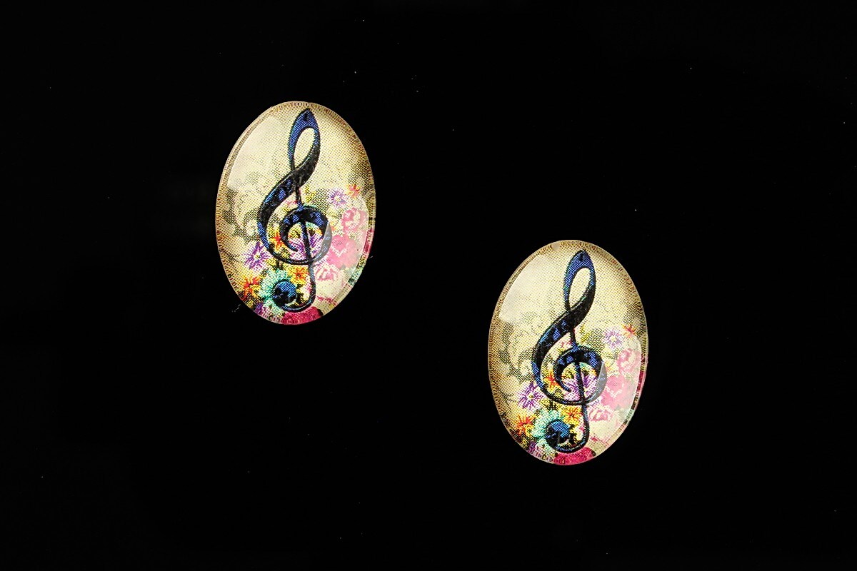 Cabochon sticla 18x13mm "Music" cod 822