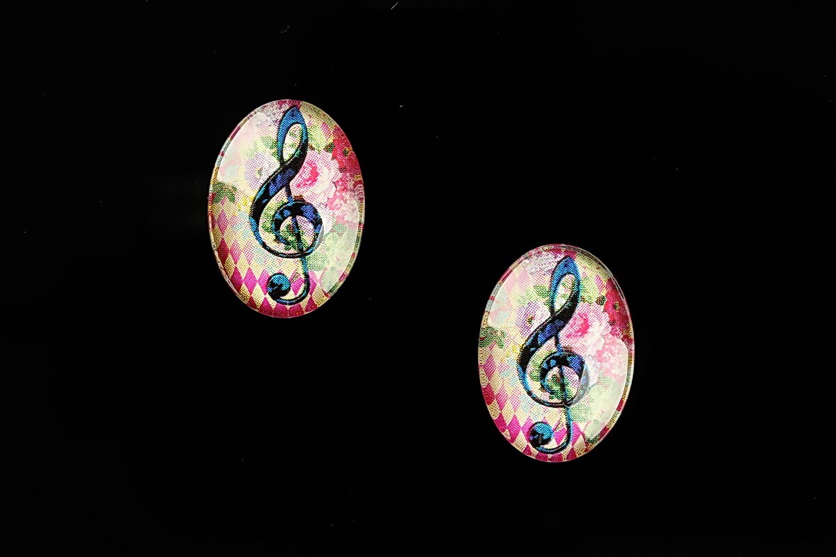 Cabochon sticla 18x13mm "Music" cod 823