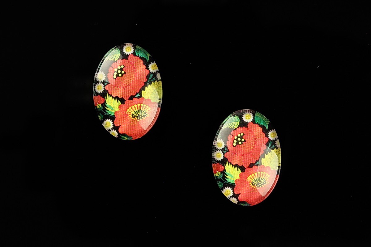 Cabochon sticla 18x13mm "Folk Art" cod 825