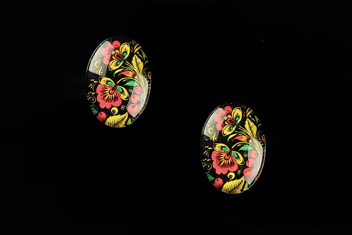 Cabochon sticla 18x13mm "Folk Art" cod 827