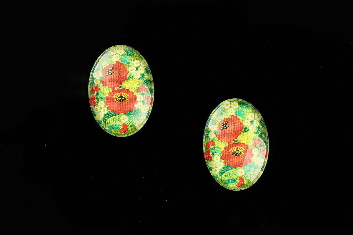 Cabochon sticla 18x13mm "Folk Art" cod 828