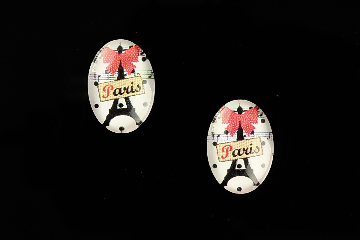 Cabochon sticla 18x13mm "Paris Chic" cod 832