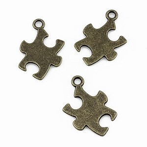 Charm bronz piesa puzzle 21x15mm
