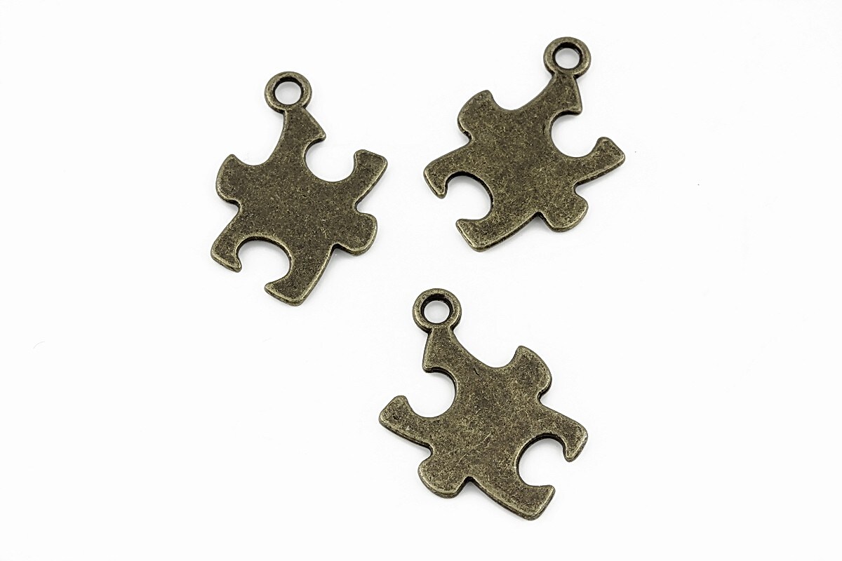 Charm bronz piesa puzzle 21x15mm