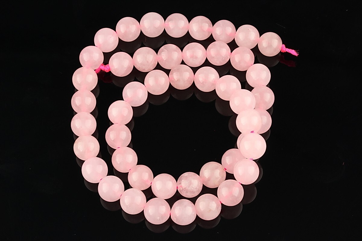 Margele cuart roz sfere 8mm (sirag)