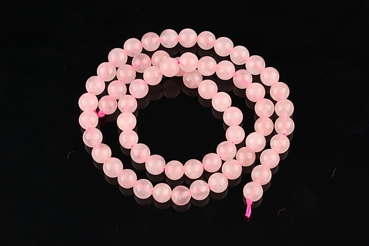 Margele cuart roz sfere 6mm (sirag)