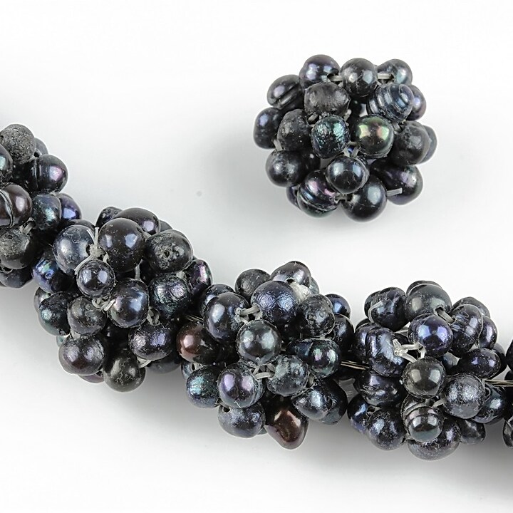 Bulgarasi 14mm formati din perle de cultura negre 3mm