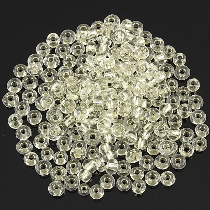 Margele de nisip 3mm cu foita argintie (50g) - cod 525 - alb transparent