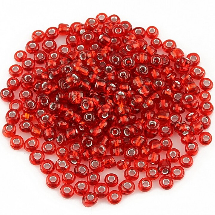 Margele de nisip 3mm cu foita argintie (50g) - cod 526 - rosu