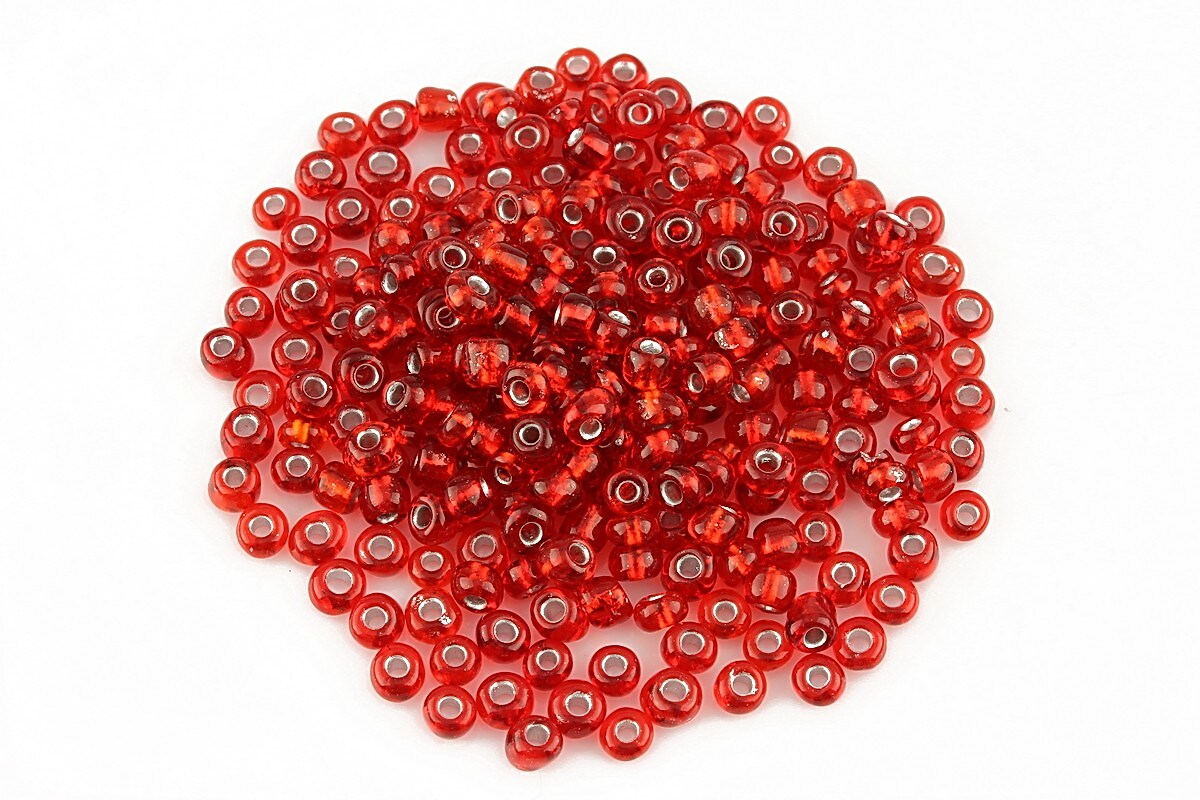 Margele de nisip 3mm cu foita argintie (50g) - cod 526 - rosu