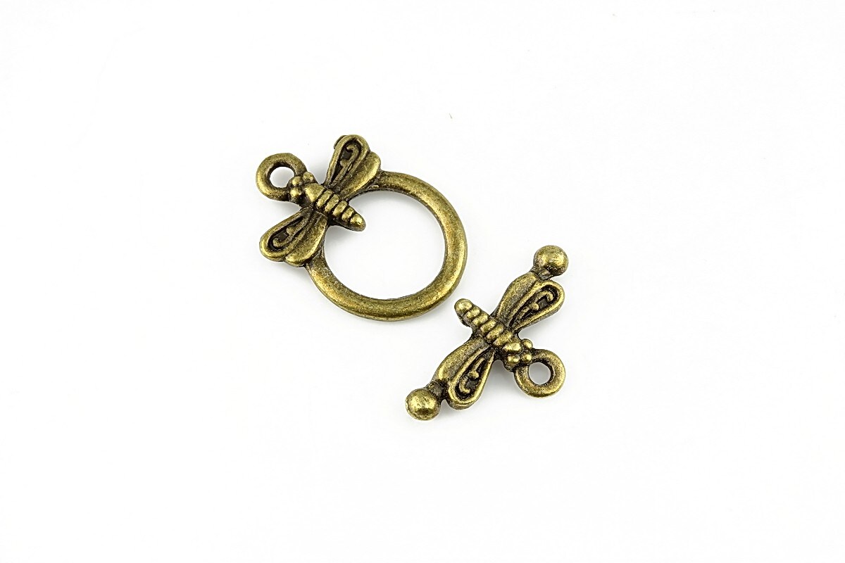 Inchizatoare toggle bronz libelula 19x13mm