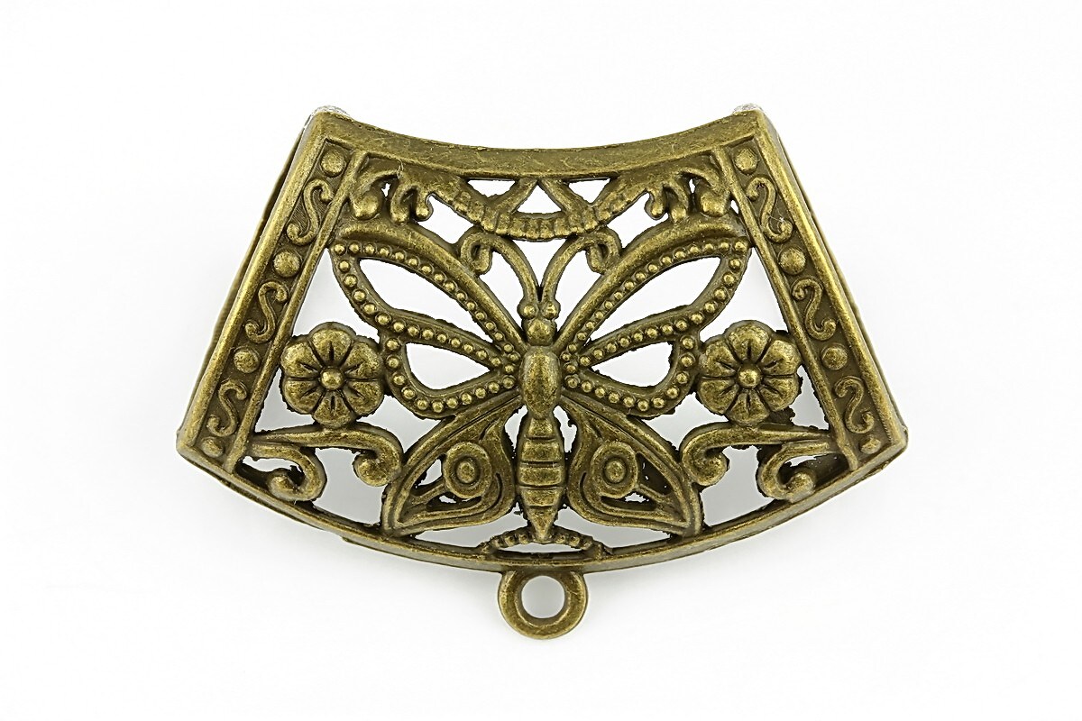 Agatatoare pandantiv fluture, piesa centrala, bronz, 43x32mm