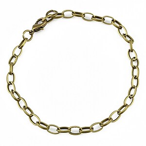 Baza bratara bronz, lant cu zale 7x4mm, cu inchizatoare lobster