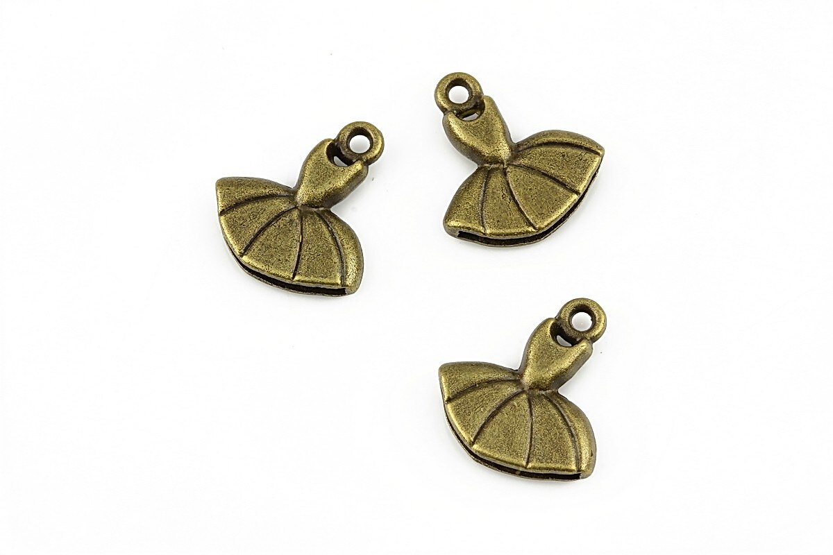 Charm bronz rochita balet 16x14mm