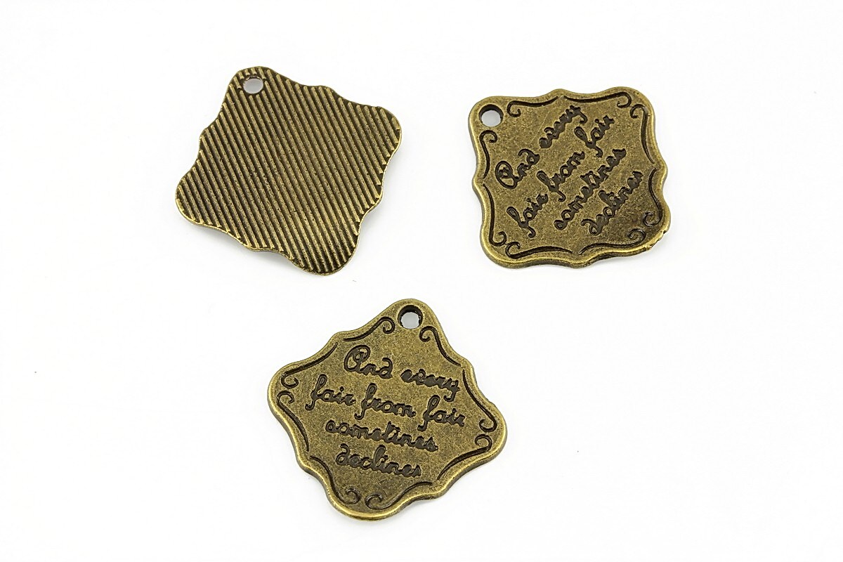 Charm bronz scrisoare 19x19mm