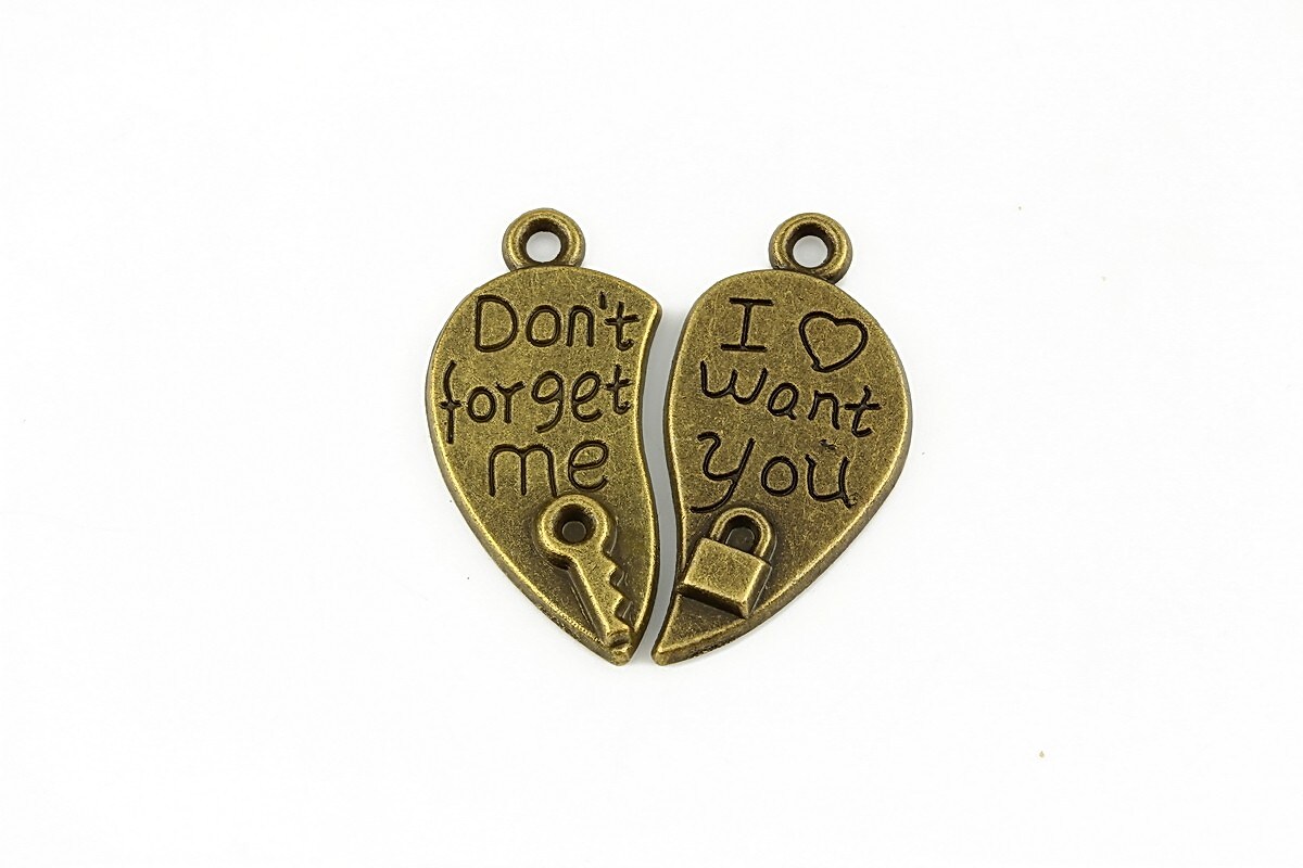 Charm bronz Dont forget me 26x12mm