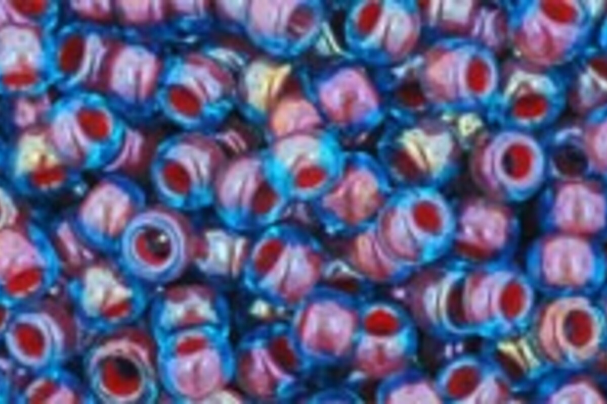Margele Toho rotunde 8/0 - Inside-Color Aqua/Oxblood Lined