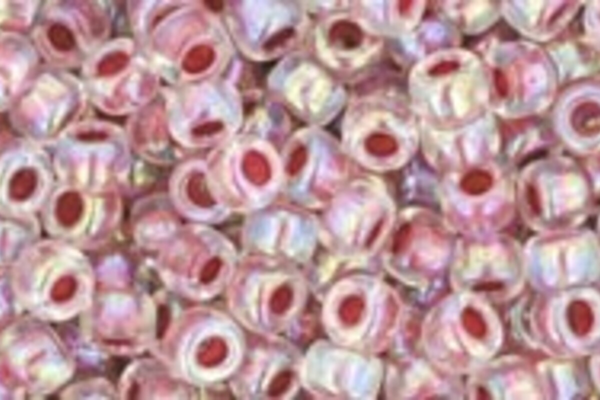 Margele Toho rotunde 8/0 - Inside-Color Rainbow Crystal/Strawberry Lined